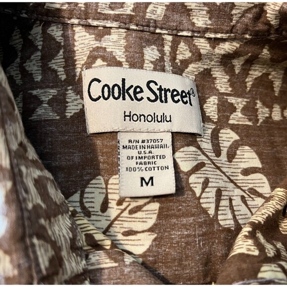 Cooke Street Honolulu Reverse Print Aloha Shirt  Size M  Brown Hawaiian Floral - Picture 7 of 8
